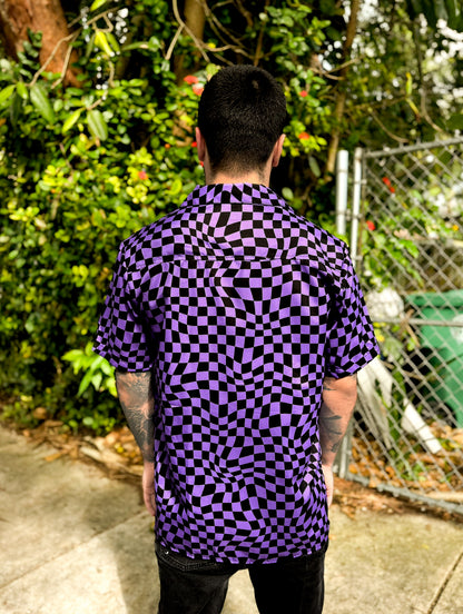 Trippy Checkered Unisex Oversized Button Shirt
