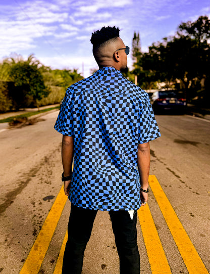 Trippy Checkered Unisex Oversized Button Shirt